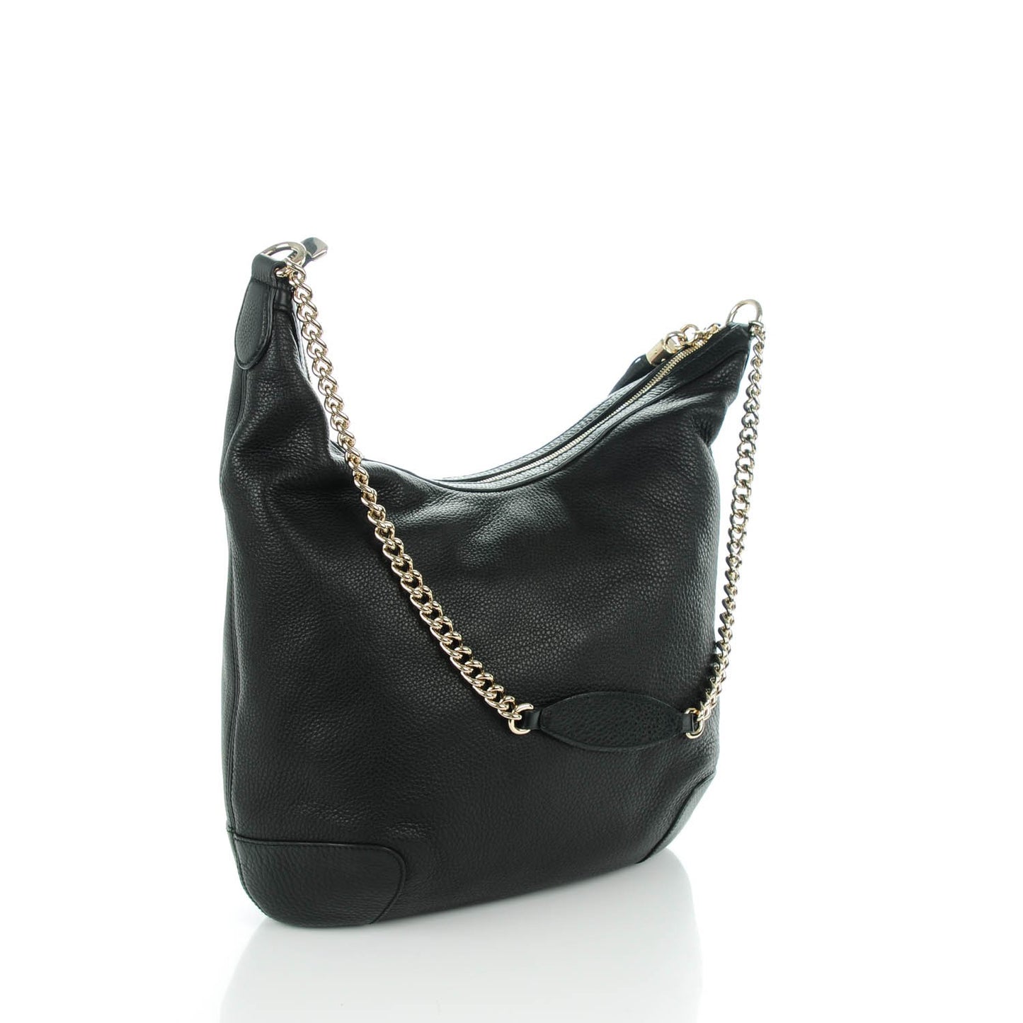 Pebbled Calfskin Medium Soho Chain Hobo Black
