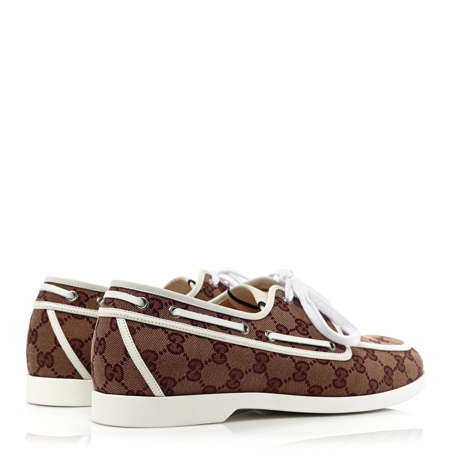Monogram Mens Boat Shoes 9 Sahara Rubino White