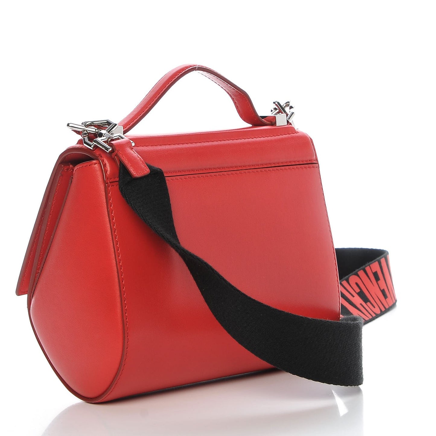 Calfskin Mini Pandora Box Logo Strap Crossbody Bag Red