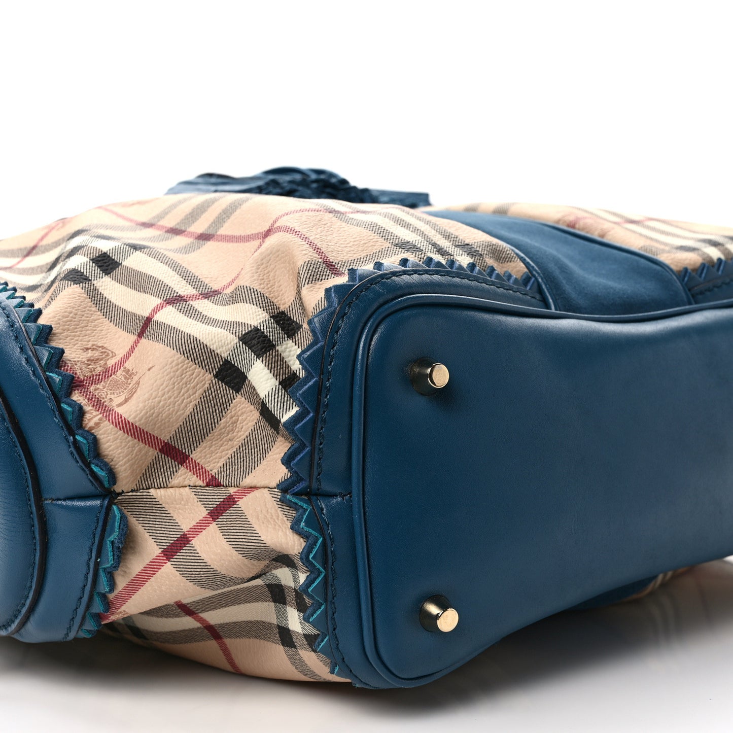 Haymarket Check Suede Prorsum Tassel Bowling Bag Blue
