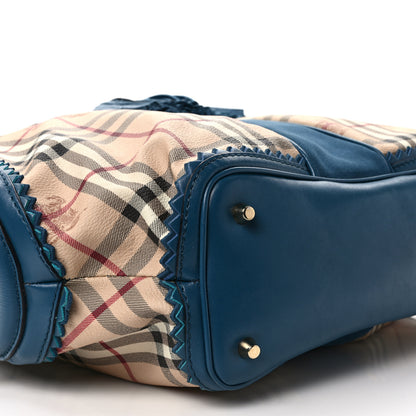 Burberry Haymarket Check Suede Prorsum Tassel Bowling Bag Blue 8 of 9
