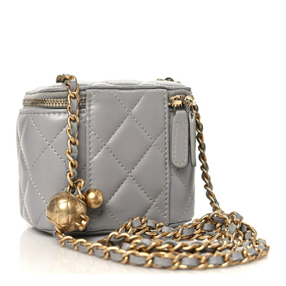 Chanel Lambskin Quilted Pearl Crush Mini Vanity Case With Chain Grey 3 of 12