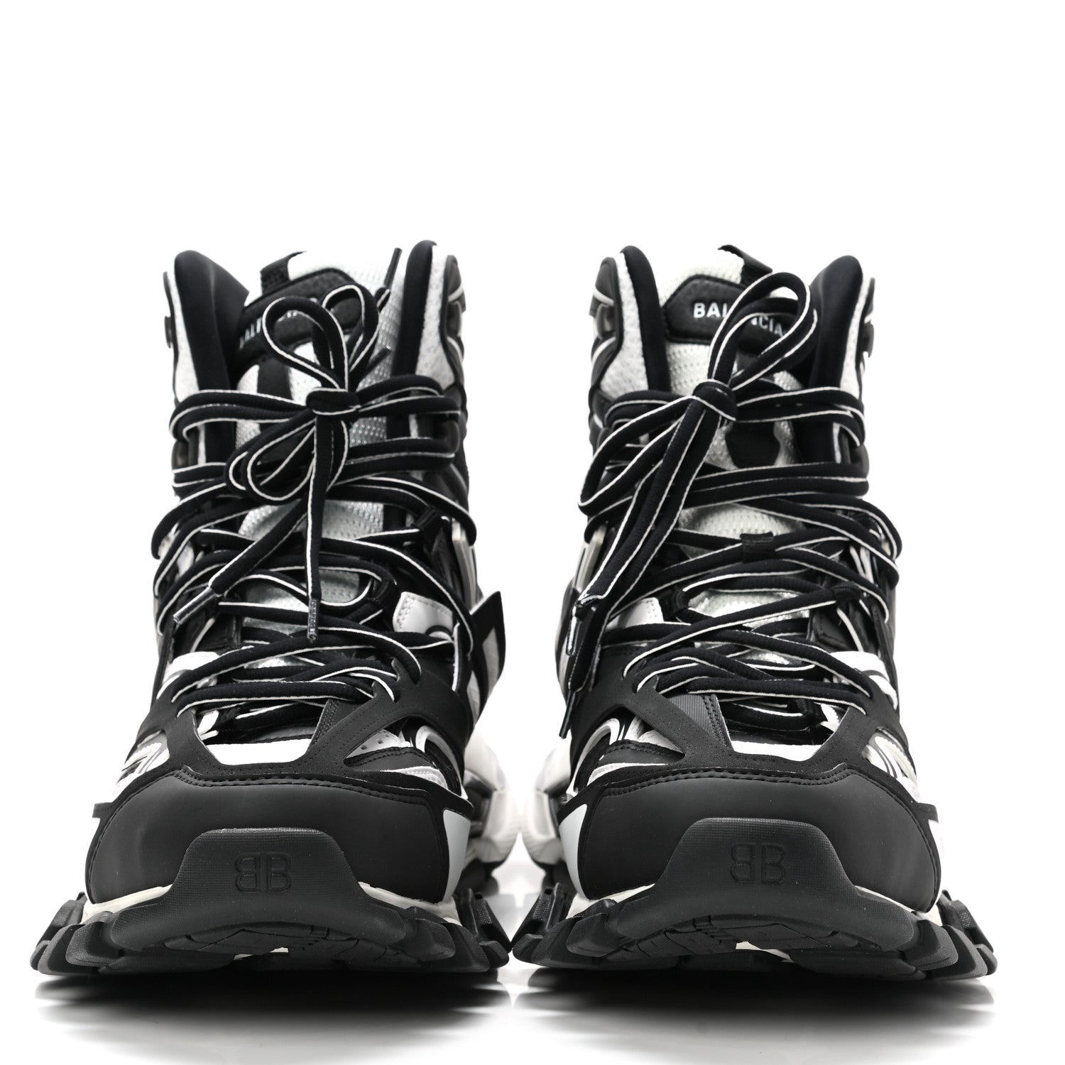 Balenciaga Mesh Nylon Mens Track Hike Sneakers 43 Black White 2 of 9