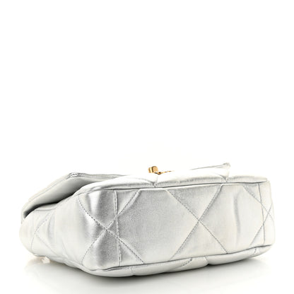 Chanel Metallic Goatskin Quilted Medium Chanel 19 Flap Silver 4 of 10