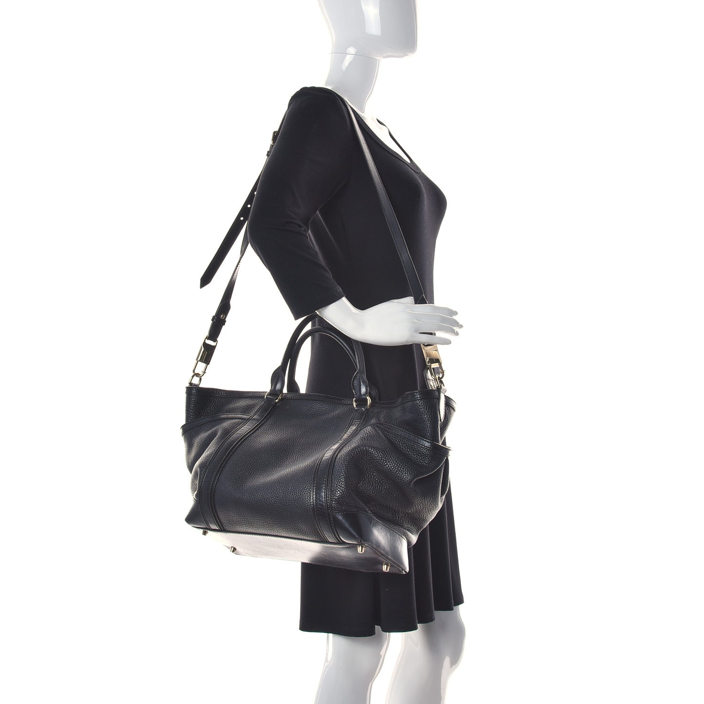 Grainy Calfskin Diaper Bag Black