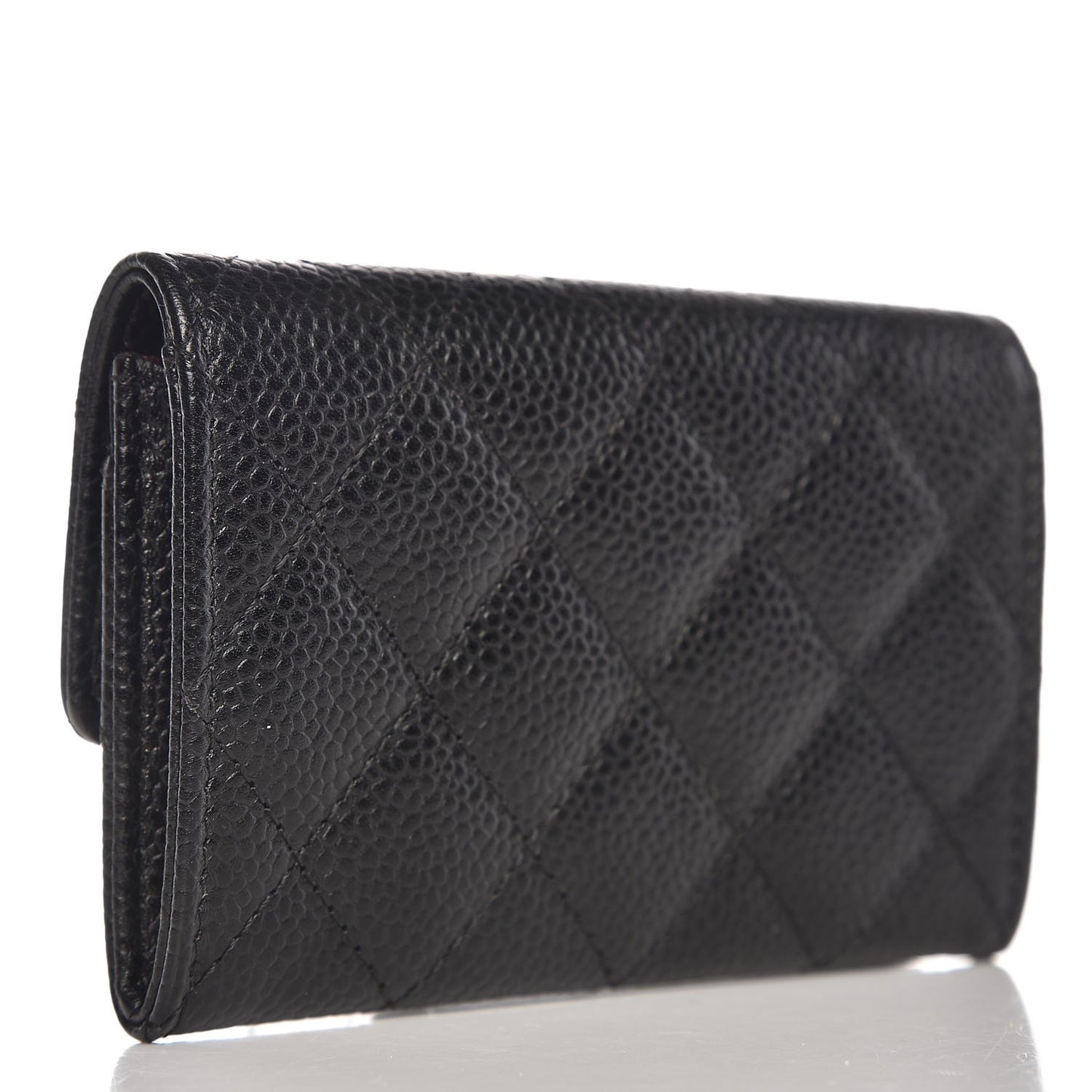 Caviar Quilted Flap Card Holder Black