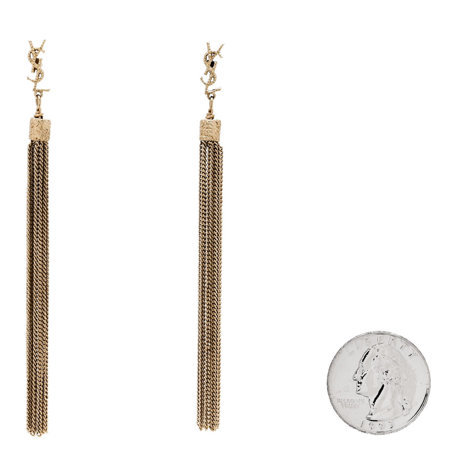 Saint Laurent Metal Monogram Loulou Tassel Earrings Gold 2 of 4