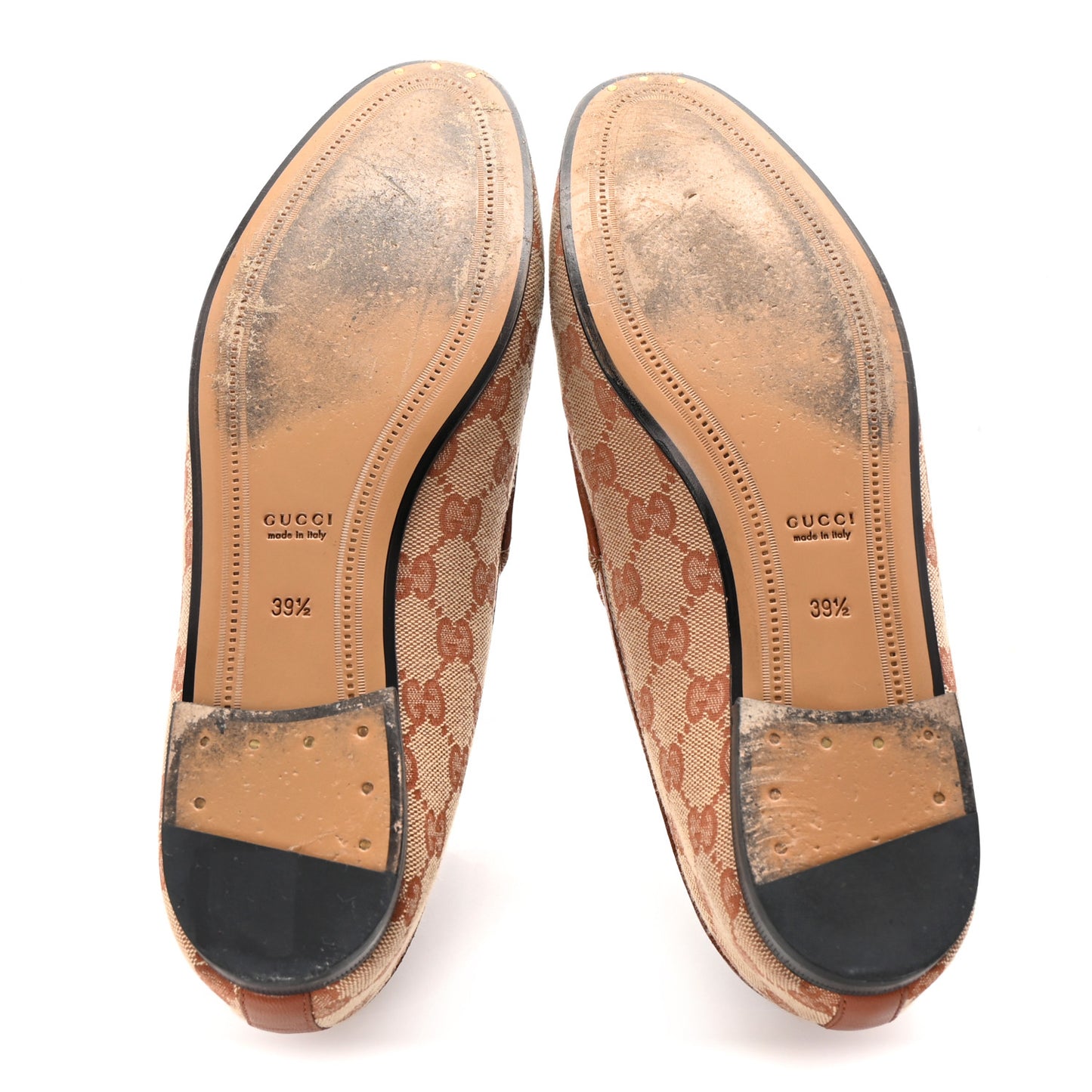 Canvas GG Monogram Horsebit Womens Jordaan Loafers 39.5 Beige Ruggine Rust