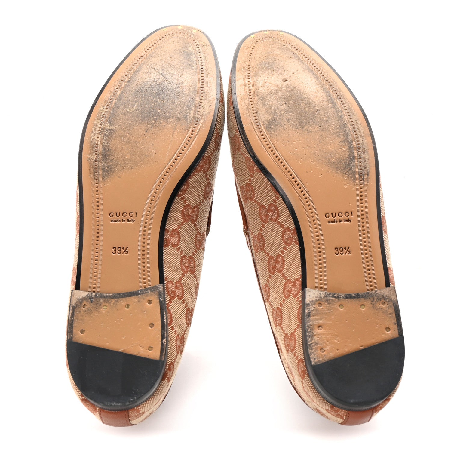 Gucci Canvas GG Monogram Horsebit Womens Jordaan Loafers 39.5 Beige Ruggine Rust 6 of 10