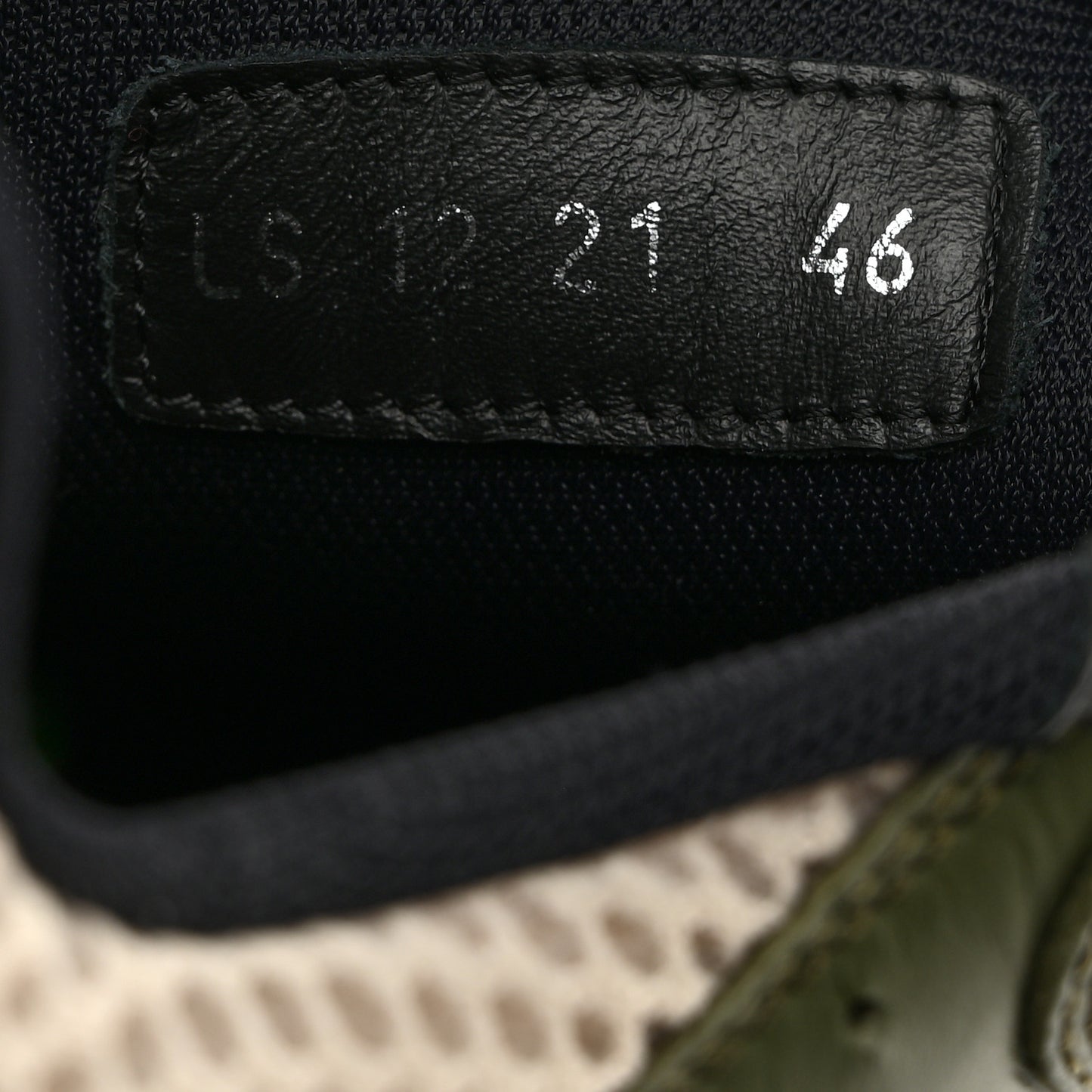 Technical Mesh Calfskin Mens B22 Sneakers 46 Olive Green Black Grey White