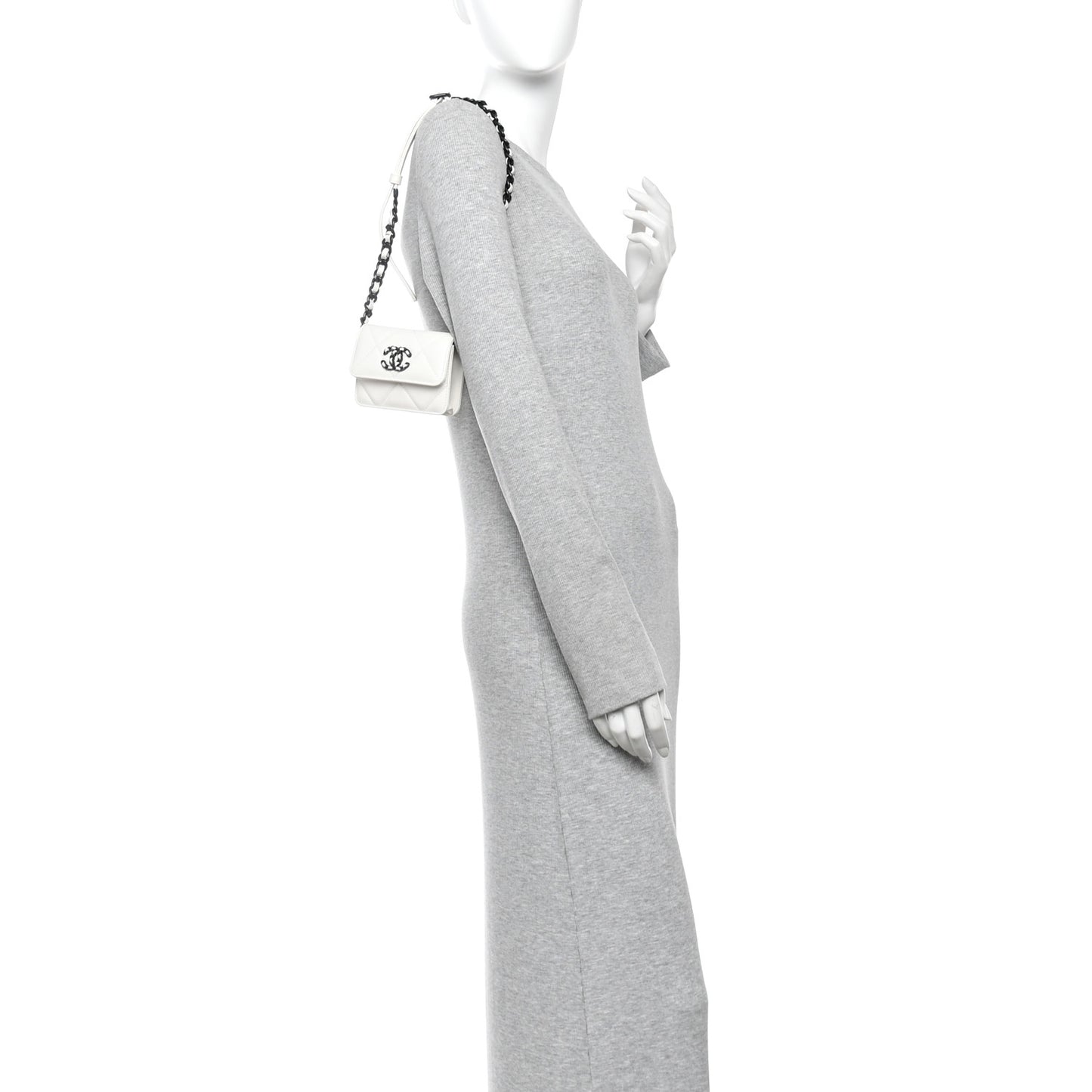 Caviar Quilted My Everything Belt Flap Card Holder White