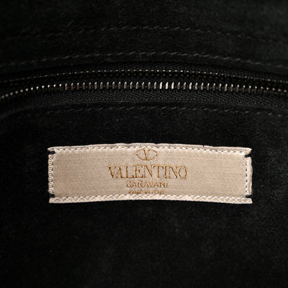 Valentino Garavani Pebbled Calfskin Embroidered Rockstud Rolling Fringe Messenger Black 6 of 15