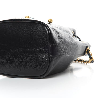 Chanel Shiny Aged Calfskin CC Chain Mini Drawstring Bag Black 10 of 10
