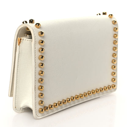 Fendi Vitello Elite Mink Fur Studded Karlito Tube Wallet on Chain White 2 of 12