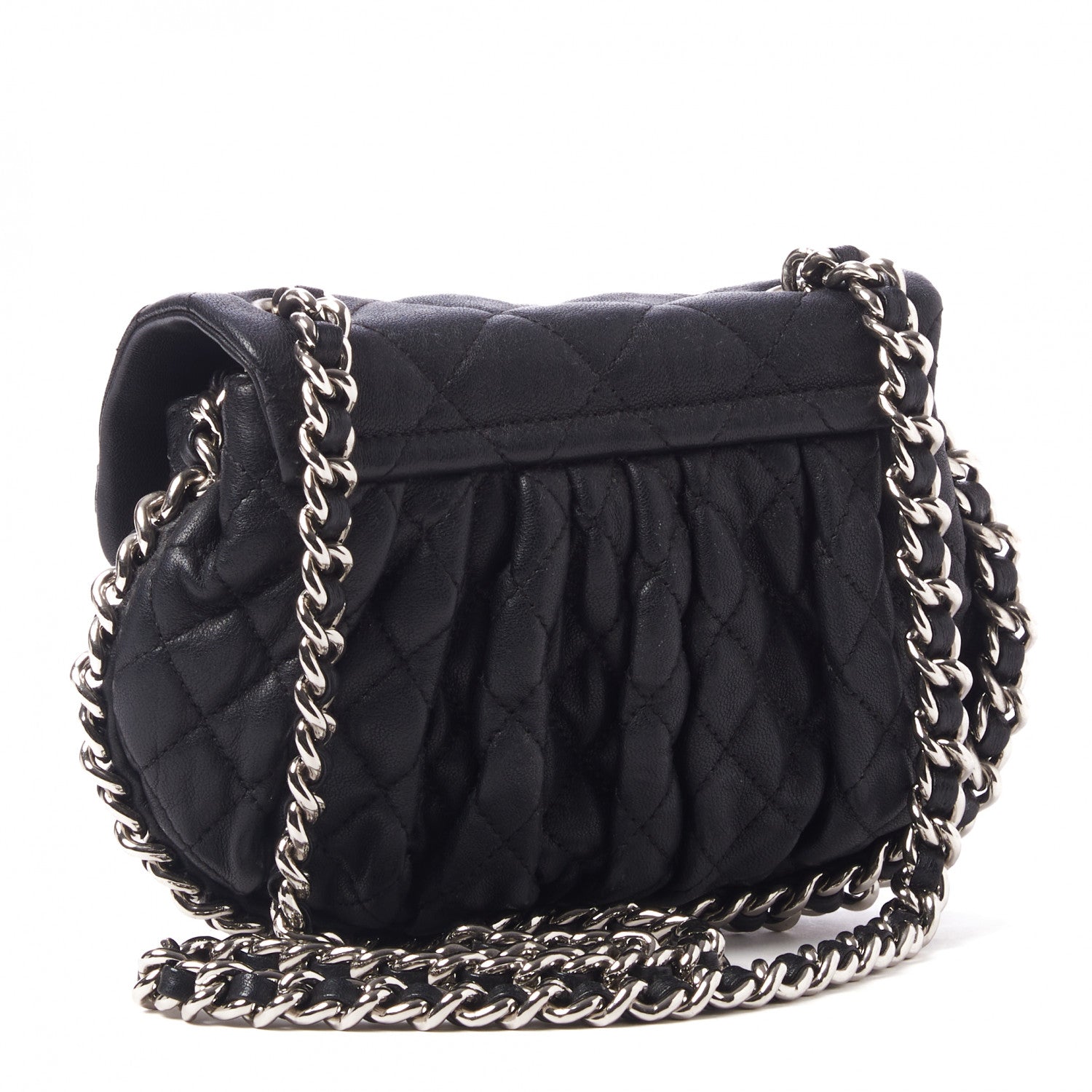Chanel Washed Lambskin Quilted Mini Chain Around Messenger Black 3 of 13