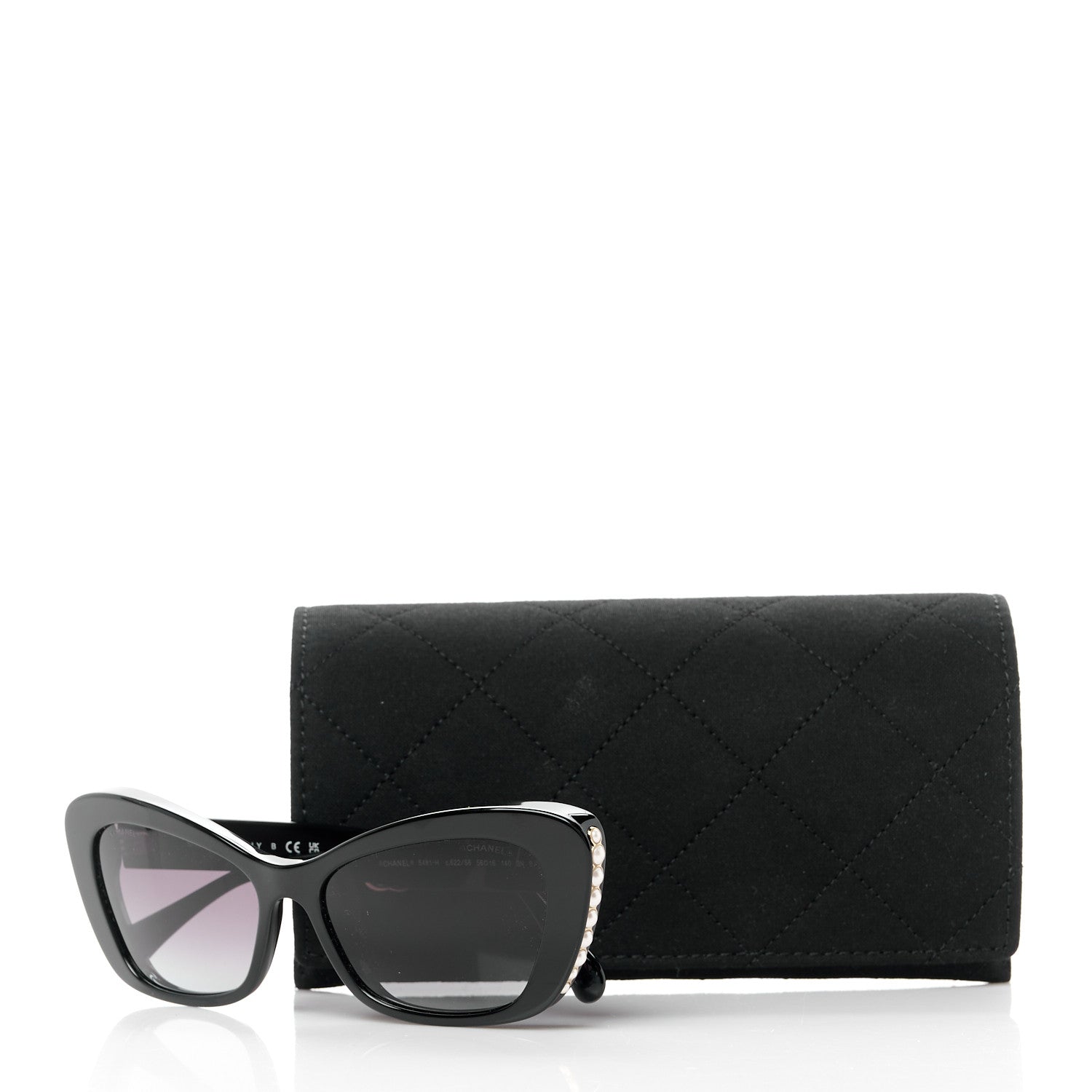 Chanel Acetate Pearl Cat Eye CC Sunglasses 5481-H Black 8 of 8