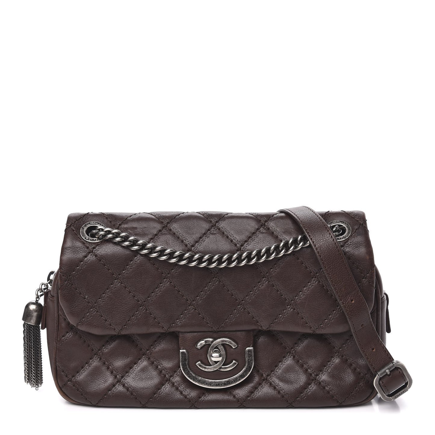 Calfskin Quilted Medium Coco Sporran Flap Brown