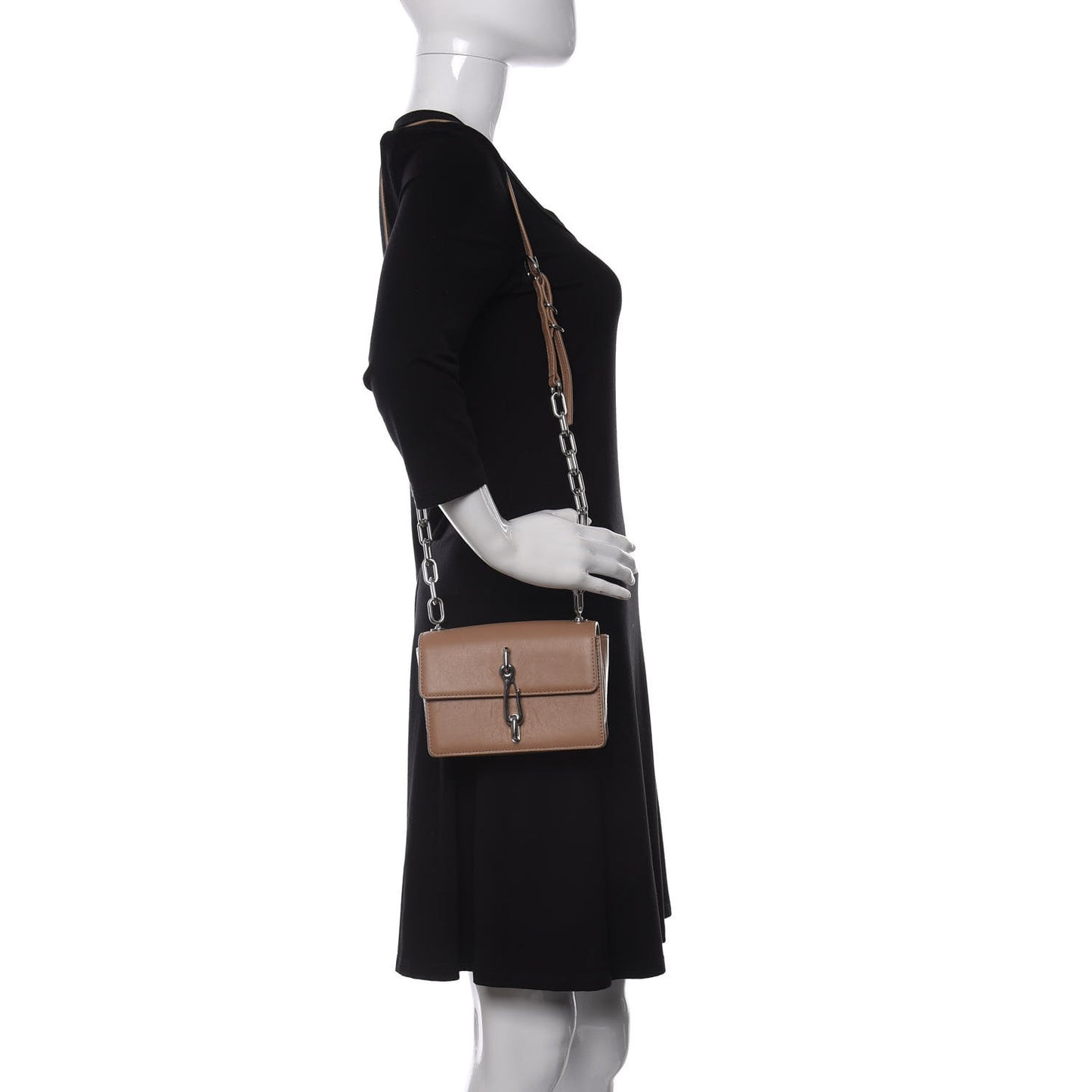 Calfskin Small Hook Shoulder Bag Nude