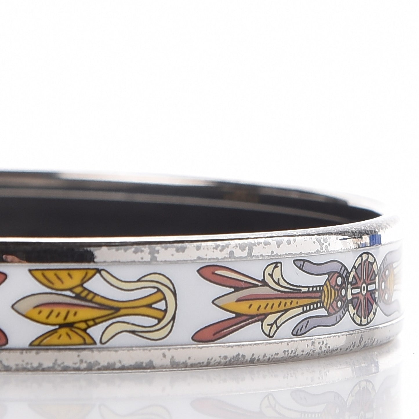 Enamel Printed Narrow Bracelet 65 White