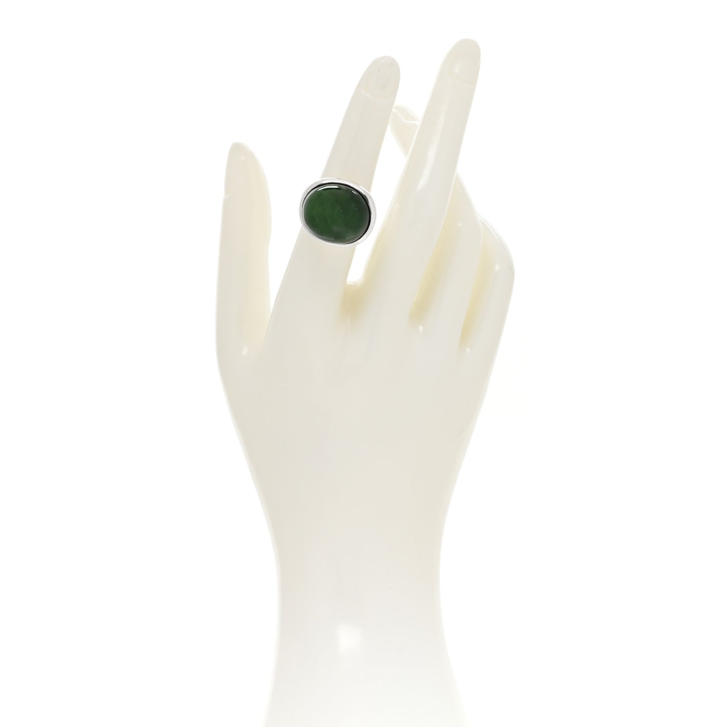 Sterling Silver Green Jade Elsa Peretti Cabochon Ring 53 6.25