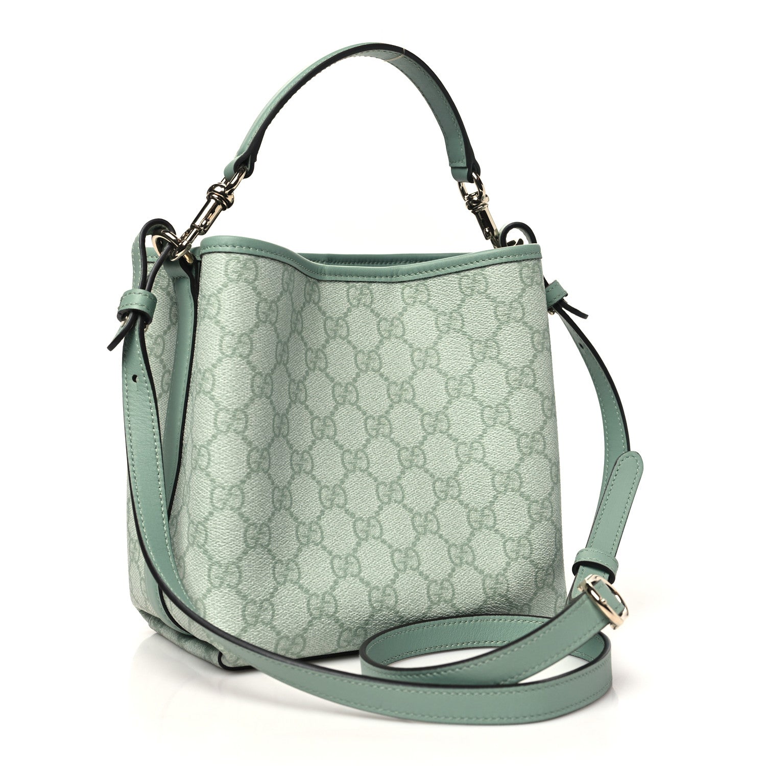 Gucci GG Supreme Monogram Emblem Small Shoulder Bag Sage Green 2 of 11