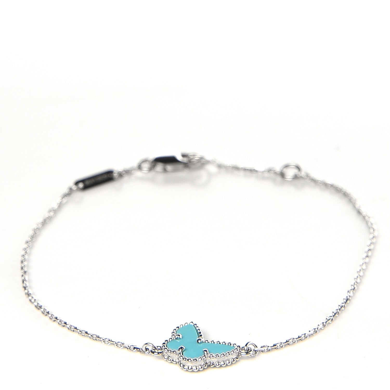 Van Cleef & Arpels 18K White Gold Turquoise Sweet Alhambra Butterfly Bracelet 1 of 5