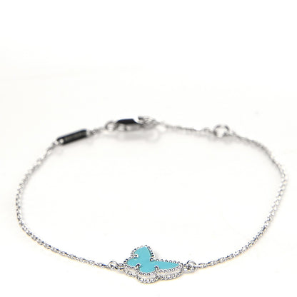 Van Cleef & Arpels 18K White Gold Turquoise Sweet Alhambra Butterfly Bracelet 1 of 5