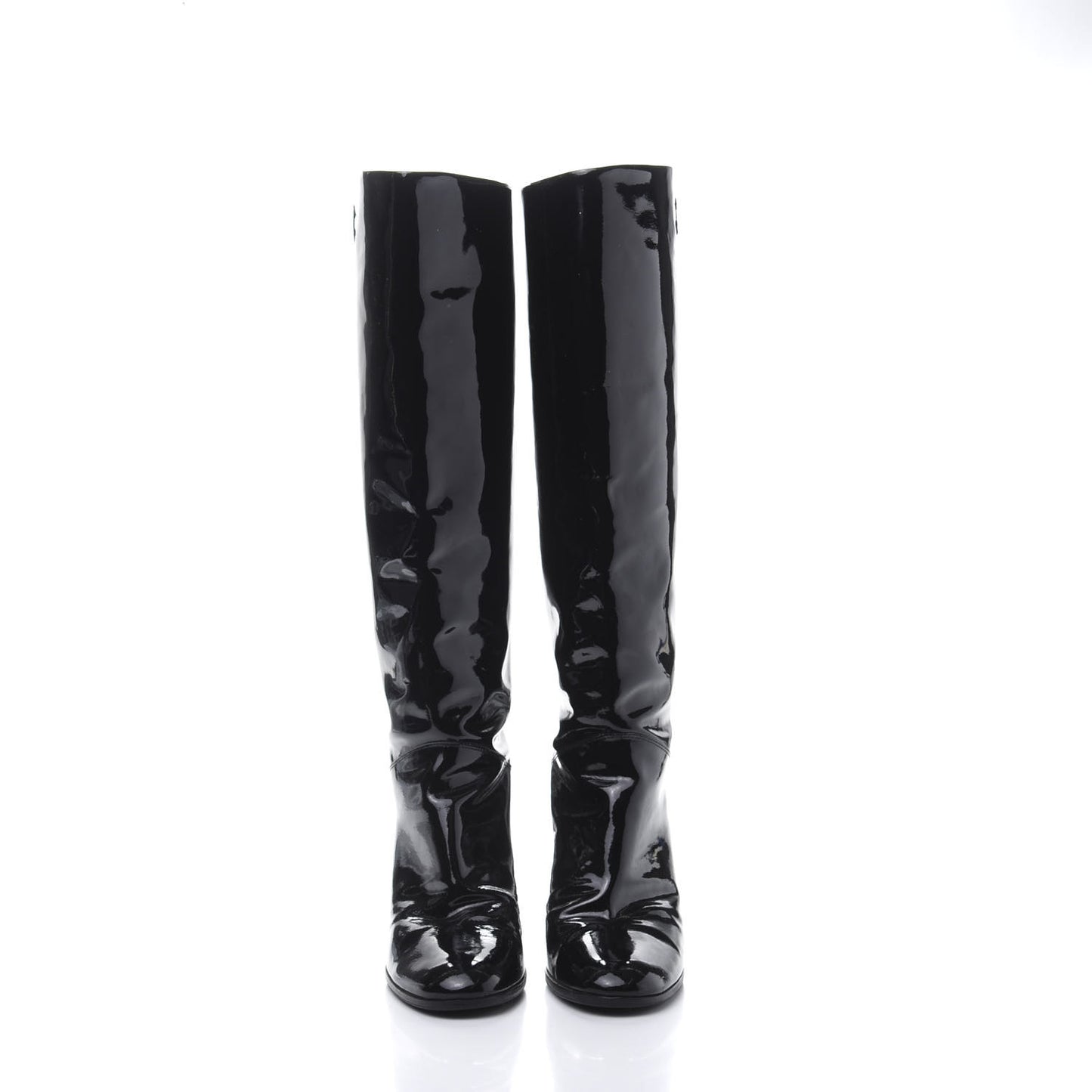 Patent CC Knee High Boots 40 Black