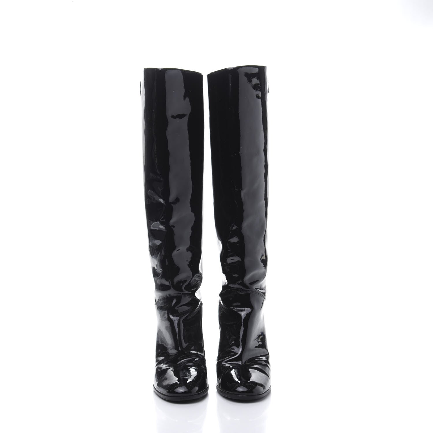 Chanel Patent CC Knee High Boots 40 Black 2 of 7