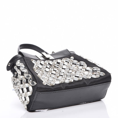Fendi Satin Crystal Shiny Nappa Embroidered Micro Peekaboo Iconic Satchel Black Crystal 5 of 8