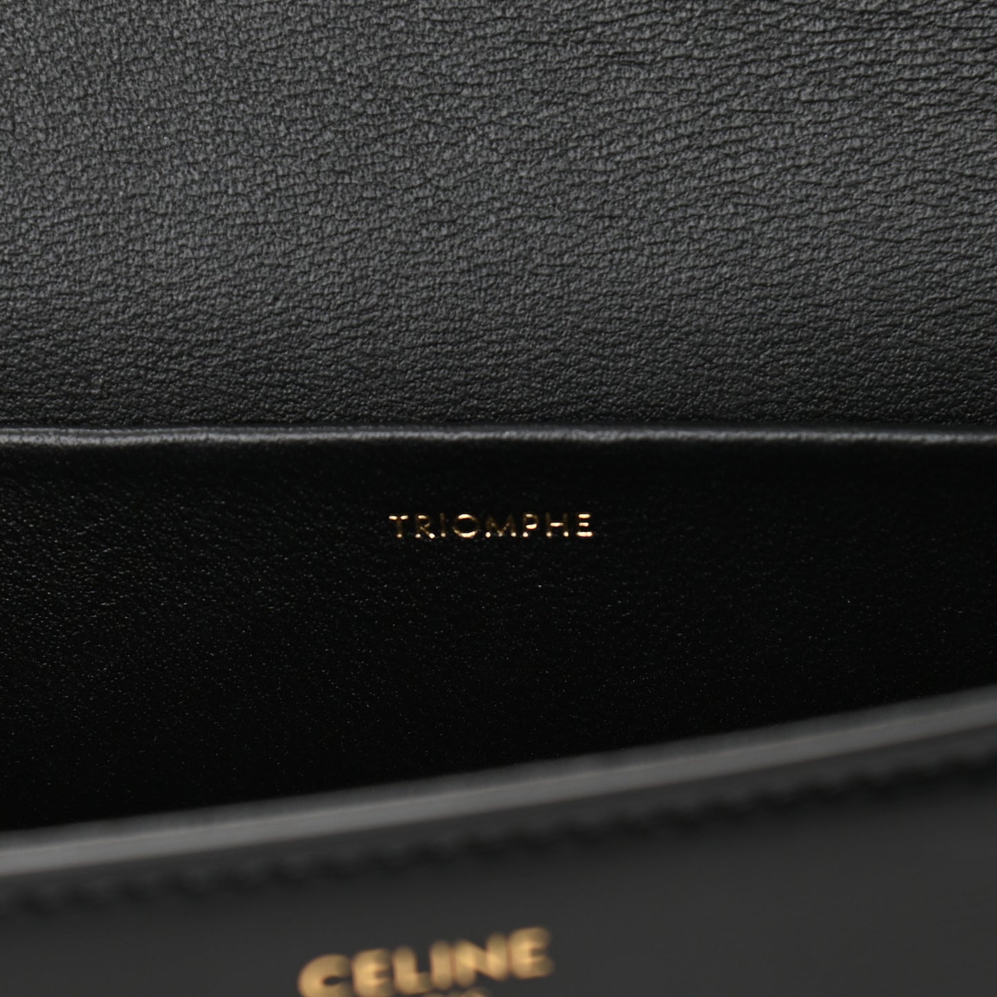 Shiny Calfskin Triomphe Shoulder Bag Black