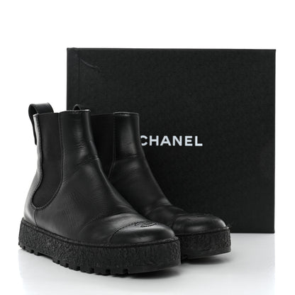 Chanel Calfskin Cap Toe CC Ankle Boots 39 Black 13 of 13
