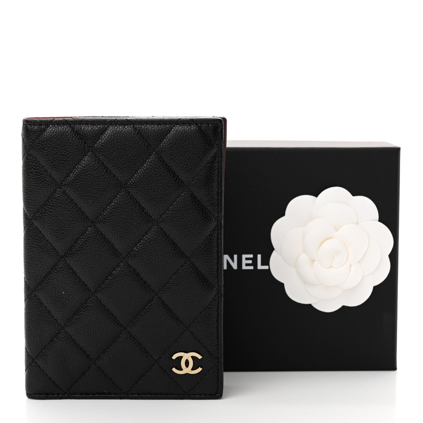 Caviar Quilted Passport Holder Black