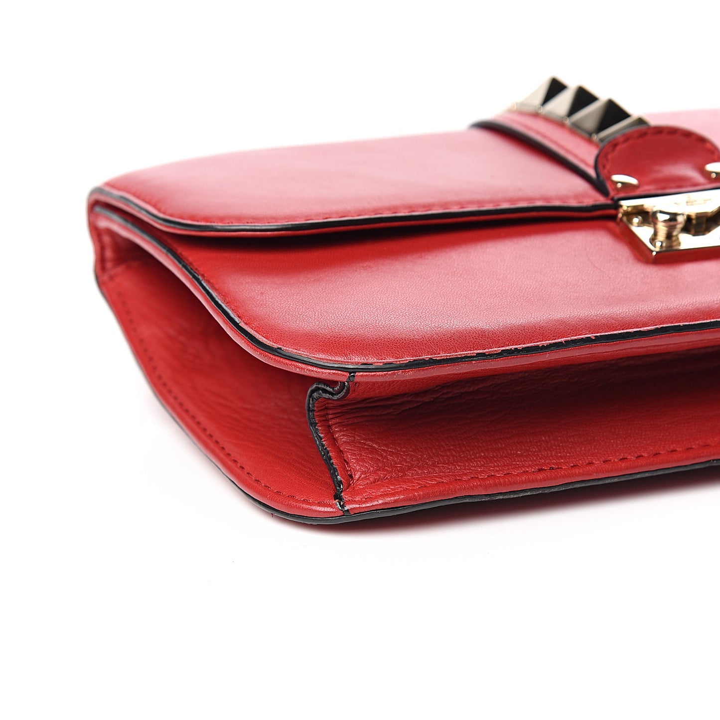 Vitello Medium Glam Lock Rockstud Flap Red