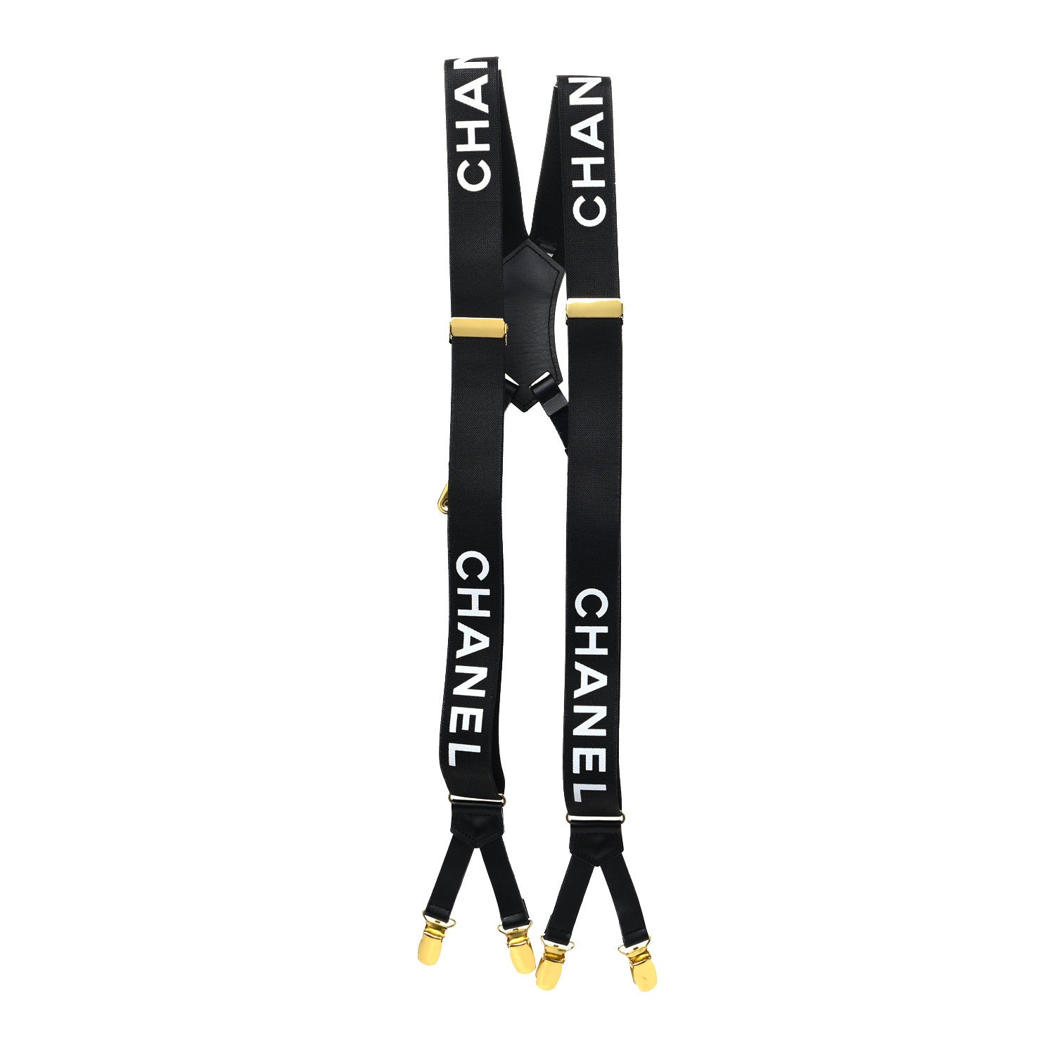 Chanel Logo Suspenders Black White 1 of 5