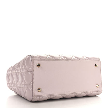 Christian Dior Pearly Lambskin Cannage Medium Lady Dior Lotus 3 of 11