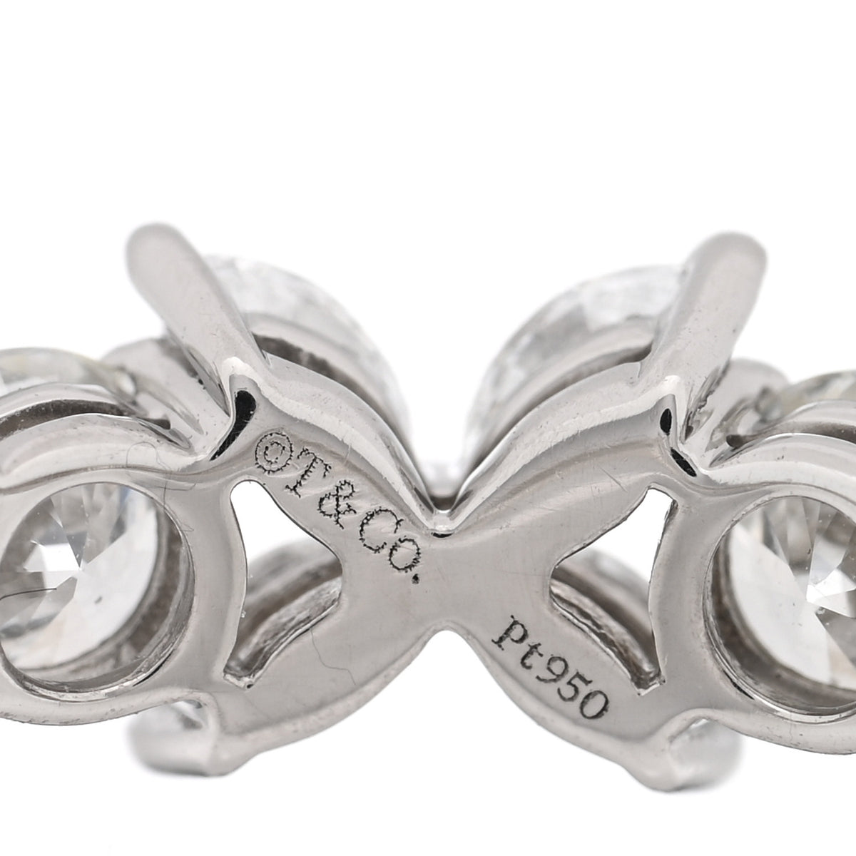 Tiffany Platinum Diamond Victoria Alternating Band Ring 56 7.5 4 of 5