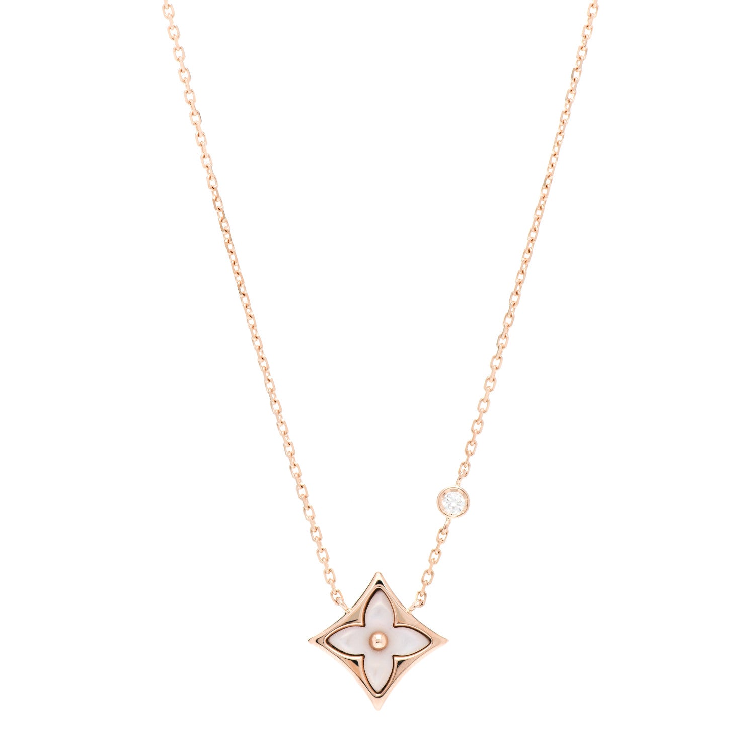 Louis Vuitton 18K Pink Gold Diamond Pink Mother of Pearl Color Blossom BB Star Pendant Necklace 1 of 6