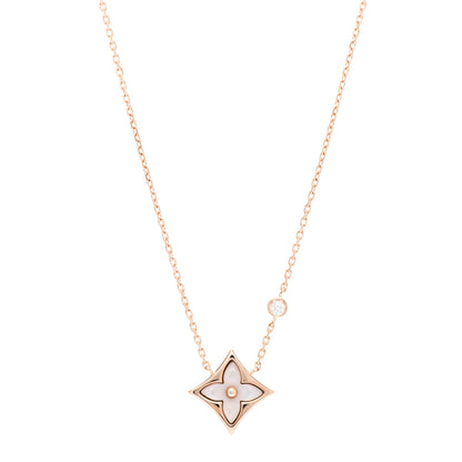 Louis Vuitton 18K Pink Gold Diamond Pink Mother of Pearl Color Blossom BB Star Pendant Necklace 1 of 6