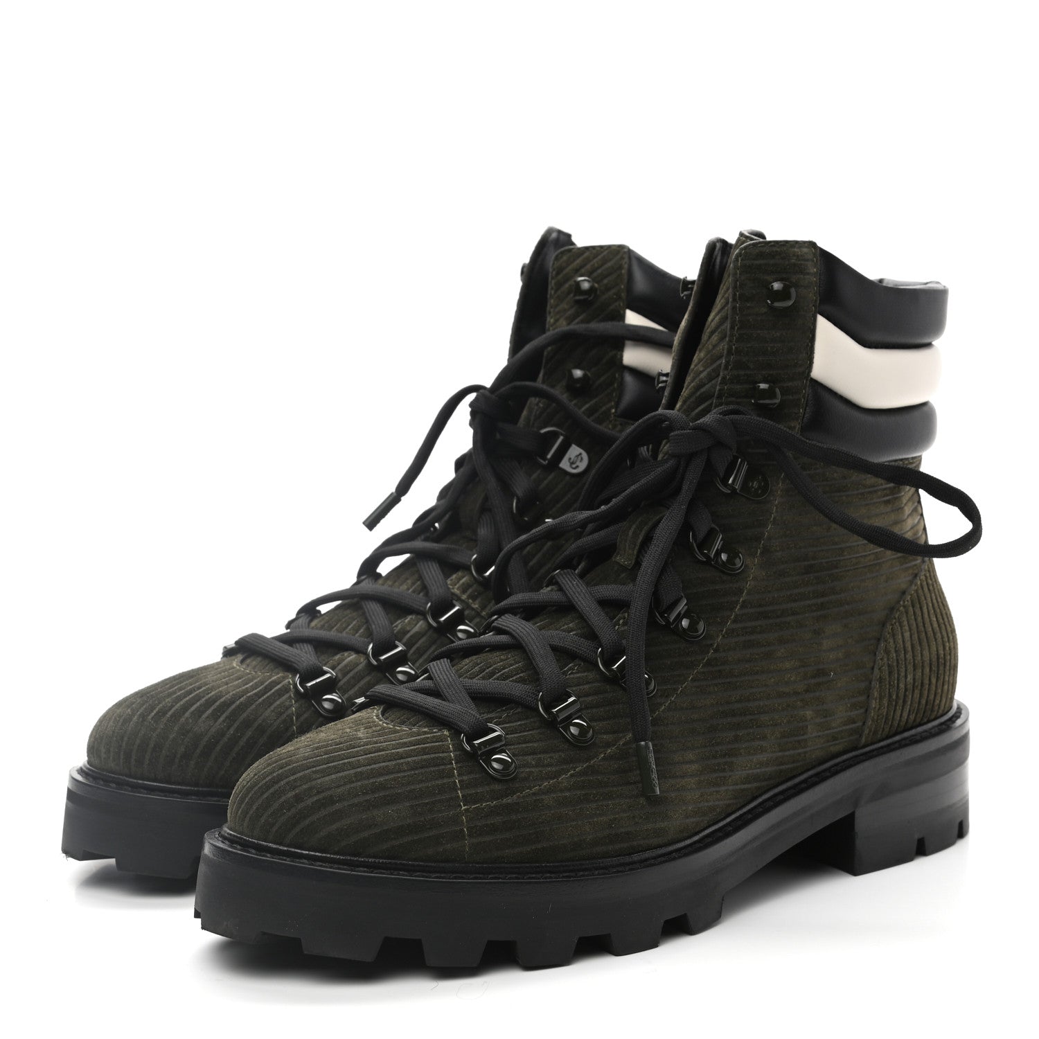 Jimmy Choo Corduroy Suede Nappa Eshe Flat Hiking Boots 39 Seaweed 3 of 7
