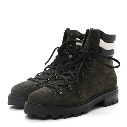 Jimmy Choo Corduroy Suede Nappa Eshe Flat Hiking Boots 39 Seaweed 3 of 7