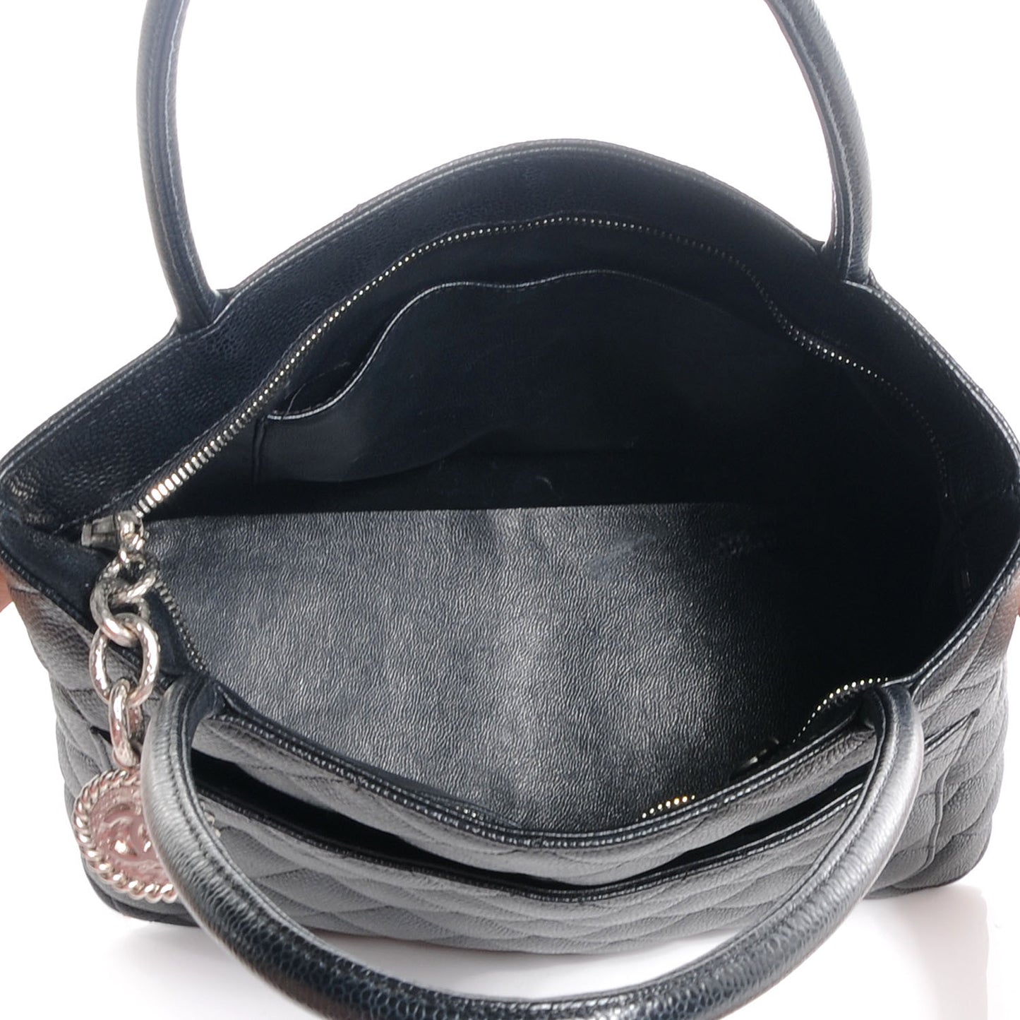 Caviar Quilted Medallion Tote Black