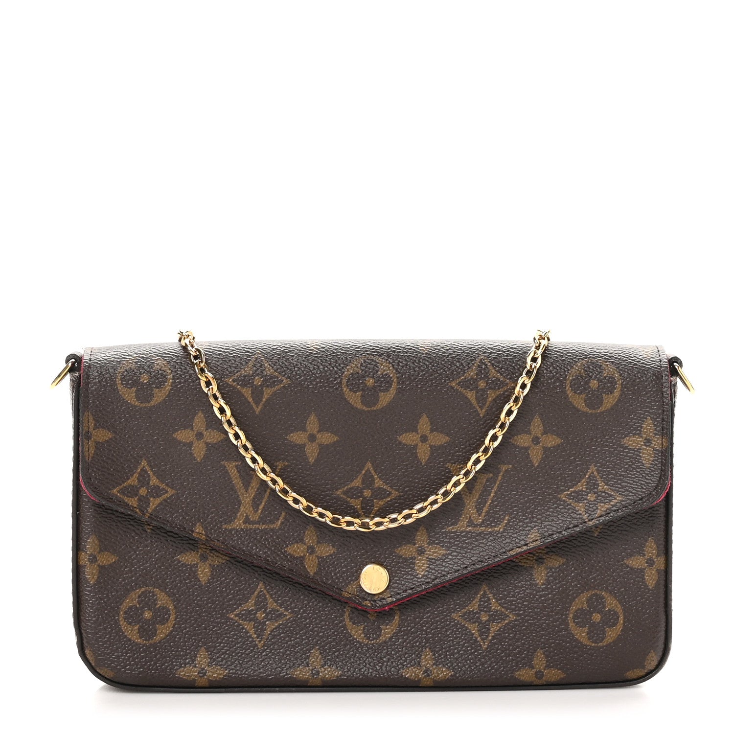 Louis Vuitton Monogram Pochette Felicie Chain Wallet Fuchsia 1 of 12