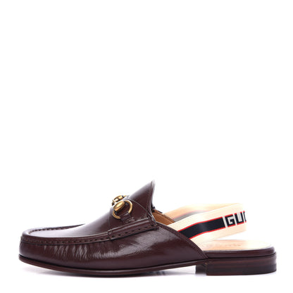 Gucci Goatskin Stripe Mens Horsebit Slingback Slippers 7 Brown 1 of 11