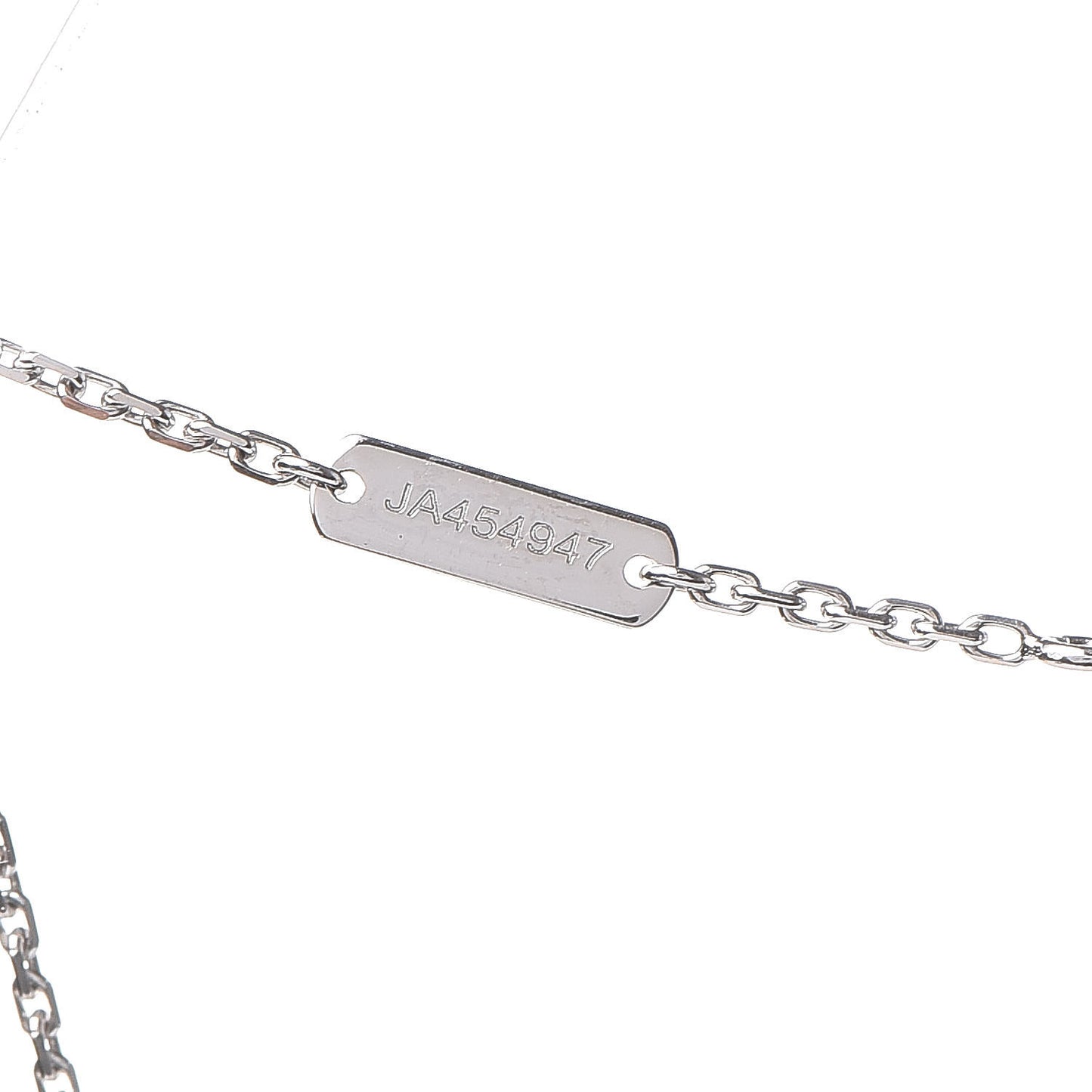18K White Gold Chalcedony Vintage Alhambra Pendant Necklace