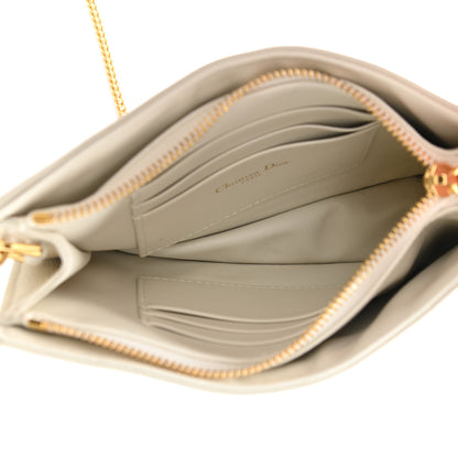 Christian Dior Calfskin Cannage Caro Zipped Pouch With Chain Latte 5 of 10