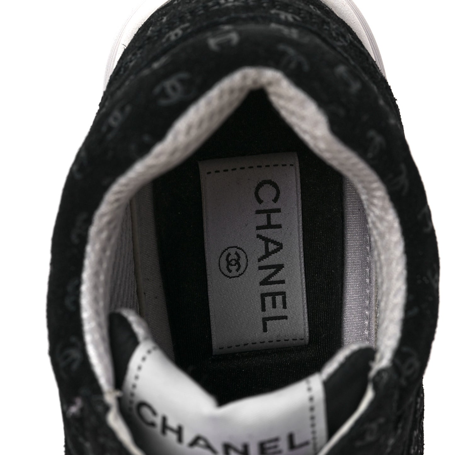 Suede Calfskin Printed CC Sneakers 36 Black