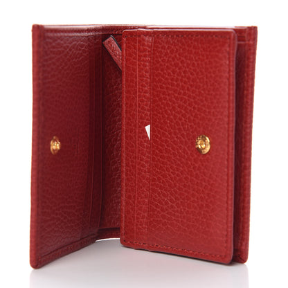 Gucci Pebbled Calfskin GG Marmont Card Case Hibiscus Red 5 of 8
