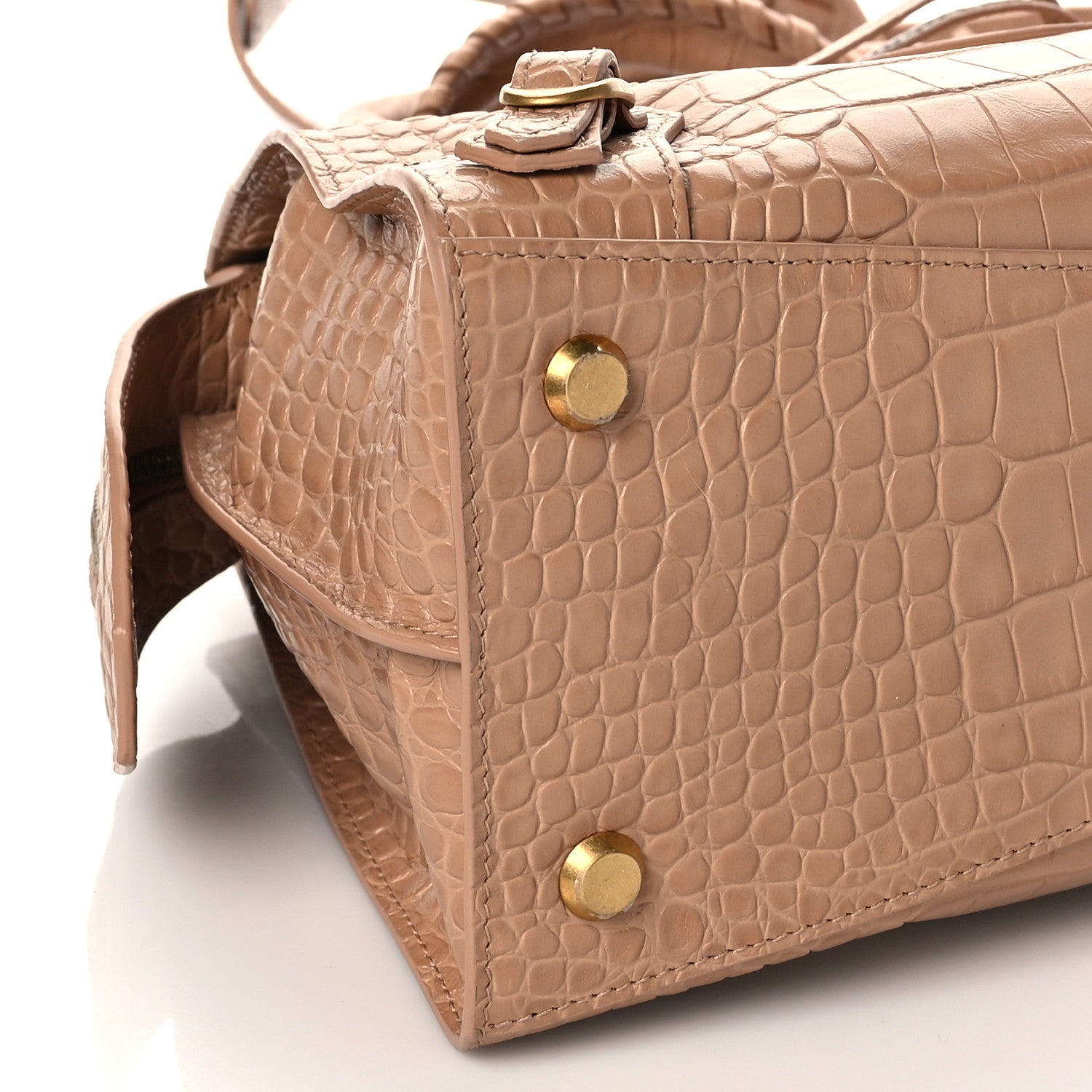 Balenciaga Extra Supple Calfskin Crocodile Embossed Neo Classic Gold Hardware S City Nude Beige 6 of 7
