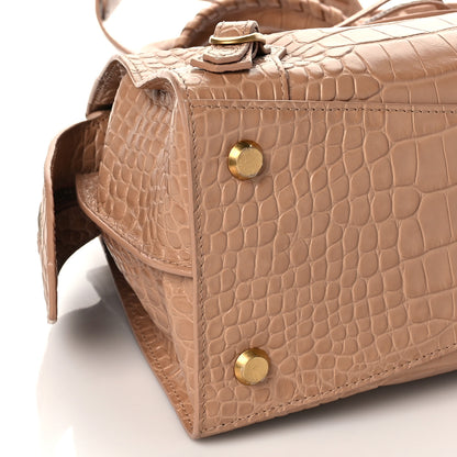 Balenciaga Extra Supple Calfskin Crocodile Embossed Neo Classic Gold Hardware S City Nude Beige 6 of 7